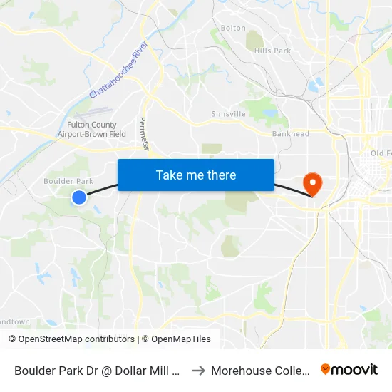 Boulder Park Dr @ Dollar Mill Rd to Morehouse College map