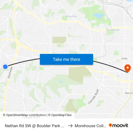 Nathan Rd SW @ Boulder Park Dr SW to Morehouse College map