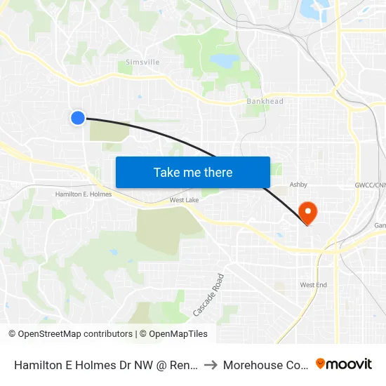 Hamilton E Holmes Dr NW @ Renfro Dr N to Morehouse College map