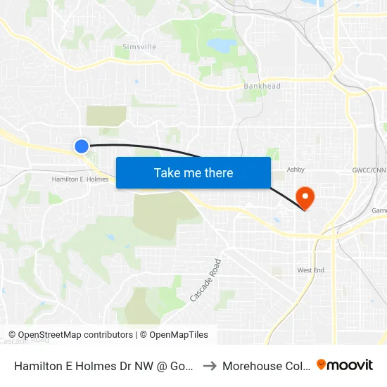 Hamilton E Holmes Dr NW @ Godfrey Dr to Morehouse College map