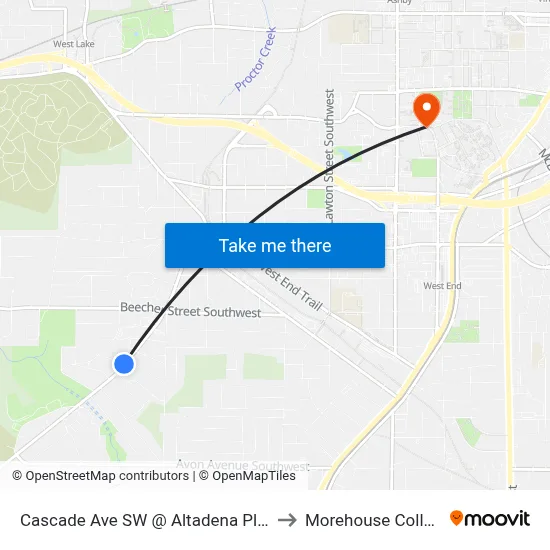 Cascade Ave SW @ Altadena Pl SW to Morehouse College map