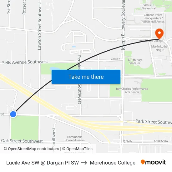Lucile Ave SW @ Dargan Pl SW to Morehouse College map