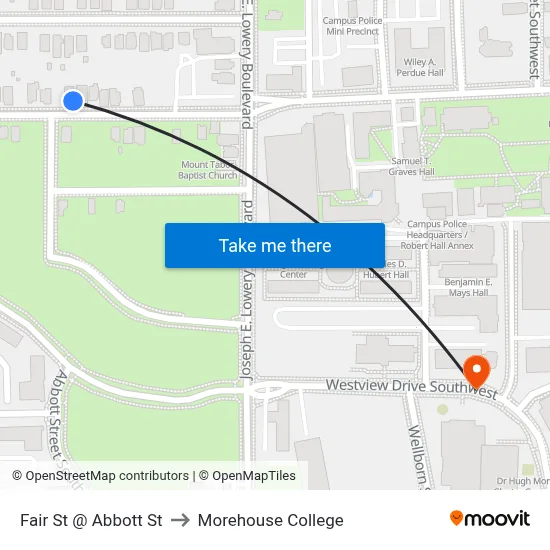Fair St @ Abbott St to Morehouse College map