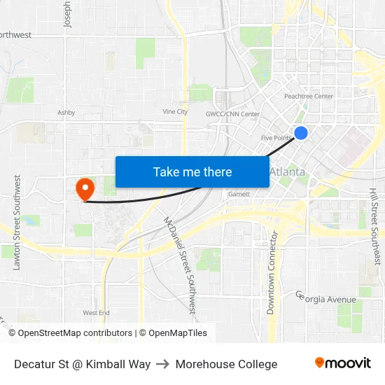 Decatur St @ Kimball Way to Morehouse College map