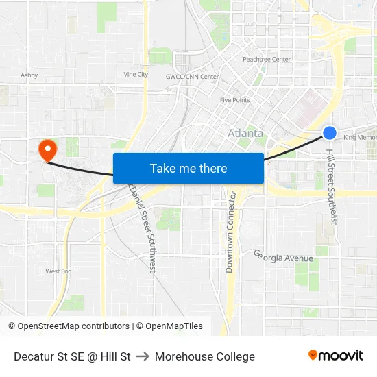 Decatur St SE @ Hill St to Morehouse College map