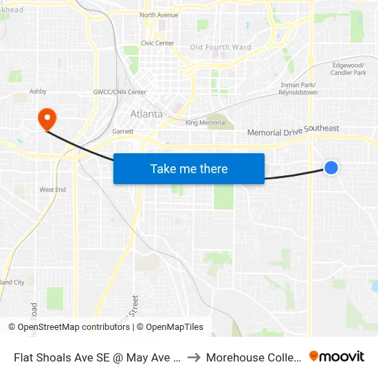 Flat Shoals Ave SE @ May Ave SE to Morehouse College map