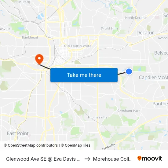 Glenwood Ave SE @ Eva Davis Way to Morehouse College map