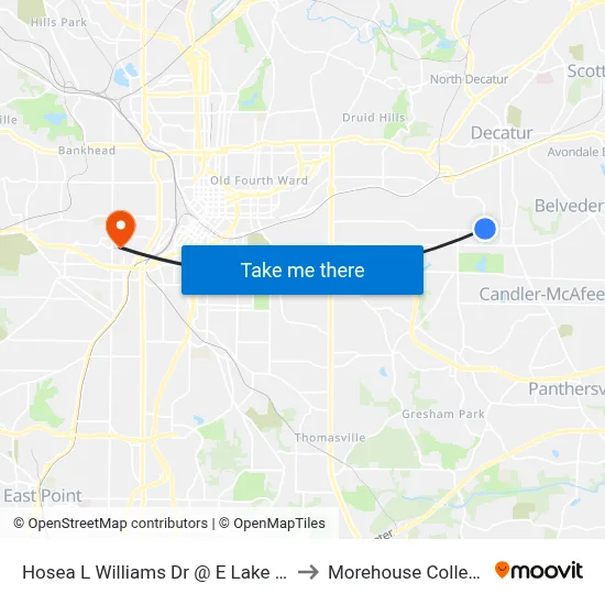 Hosea L Williams Dr @ E Lake Dr to Morehouse College map