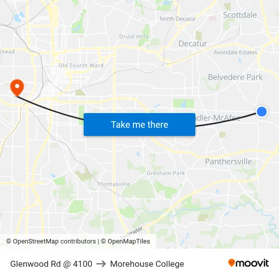 Glenwood Rd @ 4100 to Morehouse College map