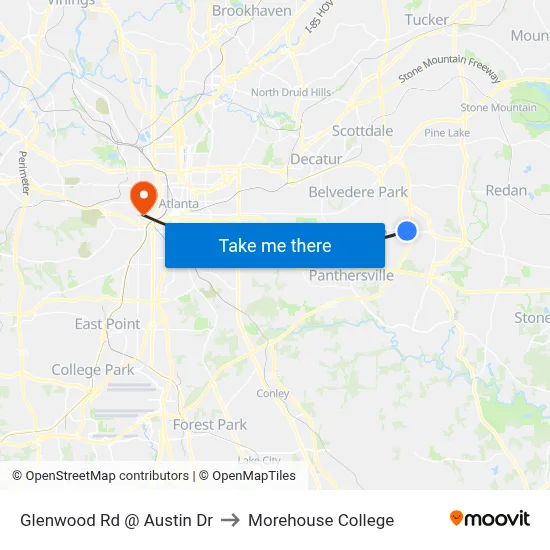 Glenwood Rd @ Austin Dr to Morehouse College map
