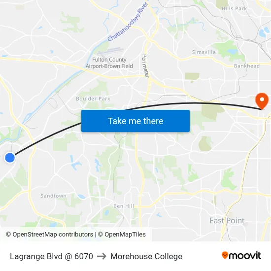 Lagrange Blvd @ 6070 to Morehouse College map