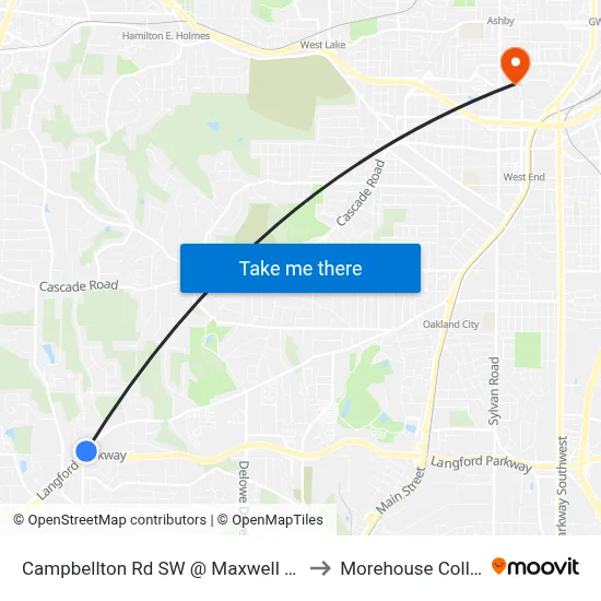 Campbellton Rd SW @ Maxwell Dr SW to Morehouse College map