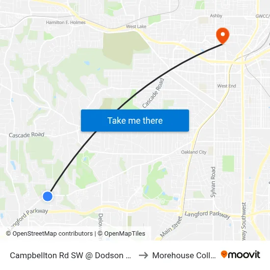 Campbellton Rd SW @ Dodson Dr SW to Morehouse College map