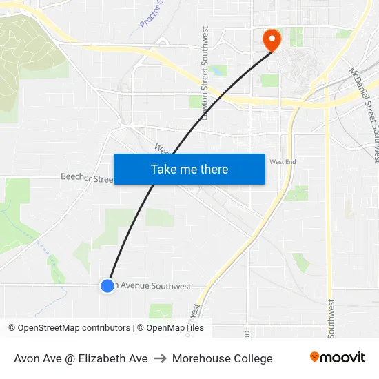 Avon Ave @ Elizabeth Ave to Morehouse College map