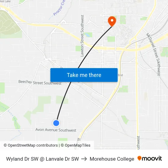 Wyland Dr SW @ Lanvale Dr SW to Morehouse College map