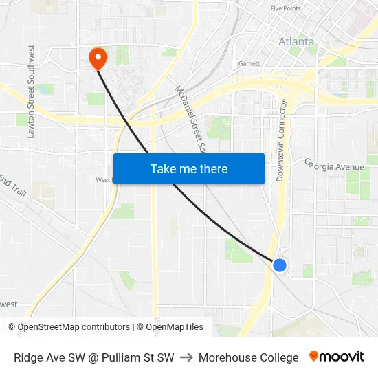 Ridge Ave SW @ Pulliam St SW to Morehouse College map