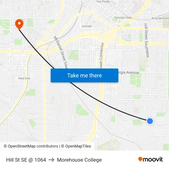 Hill St SE @ 1064 to Morehouse College map