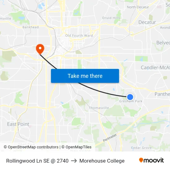 Rollingwood Ln SE @ 2740 to Morehouse College map
