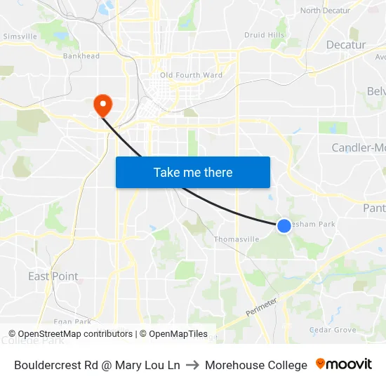 Bouldercrest Rd @ Mary Lou Ln to Morehouse College map
