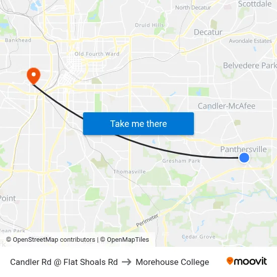Candler Rd @ Flat Shoals Rd to Morehouse College map