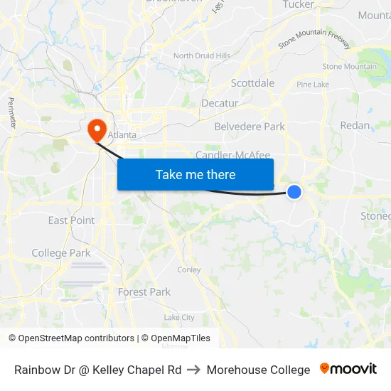 Rainbow Dr @ Kelley Chapel Rd to Morehouse College map