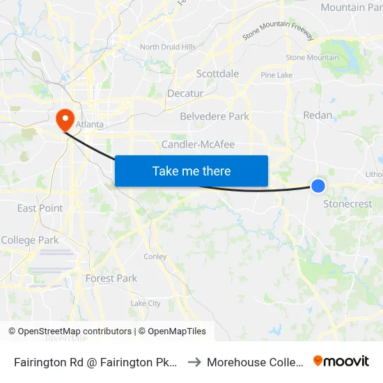 Fairington Rd @ Fairington Pkwy to Morehouse College map
