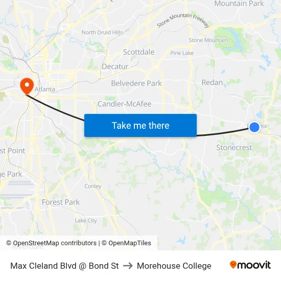 Max Cleland Blvd @ Bond St to Morehouse College map