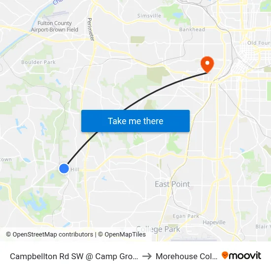 Campbellton Rd SW @ Camp Ground Rd to Morehouse College map