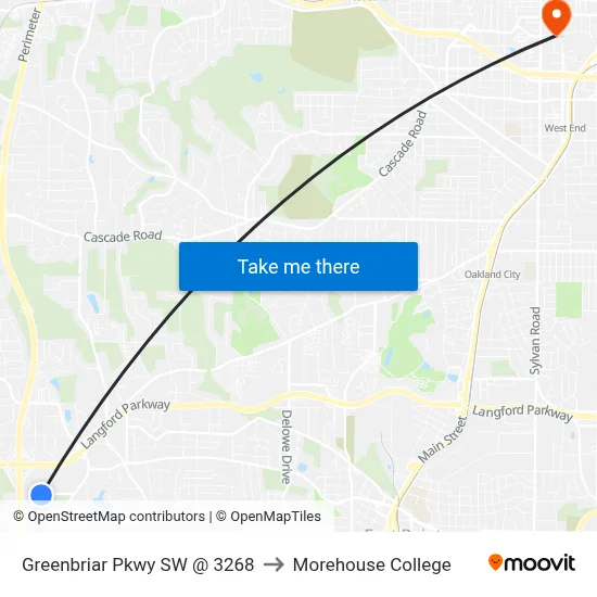 Greenbriar Pkwy SW @ 3268 to Morehouse College map