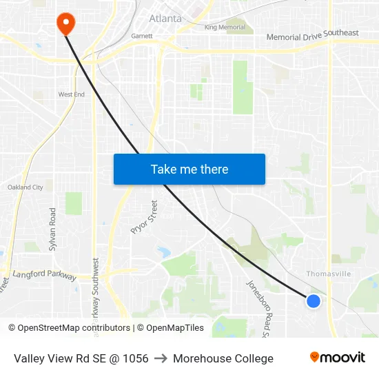 Valley View Rd SE @ 1056 to Morehouse College map
