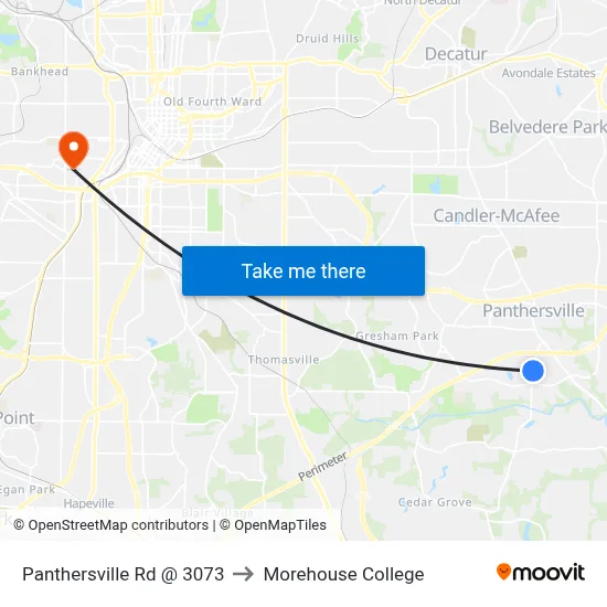 Panthersville Rd @ 3073 to Morehouse College map