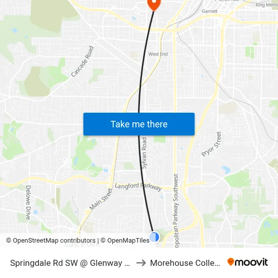 Springdale Rd SW @ Glenway Dr to Morehouse College map