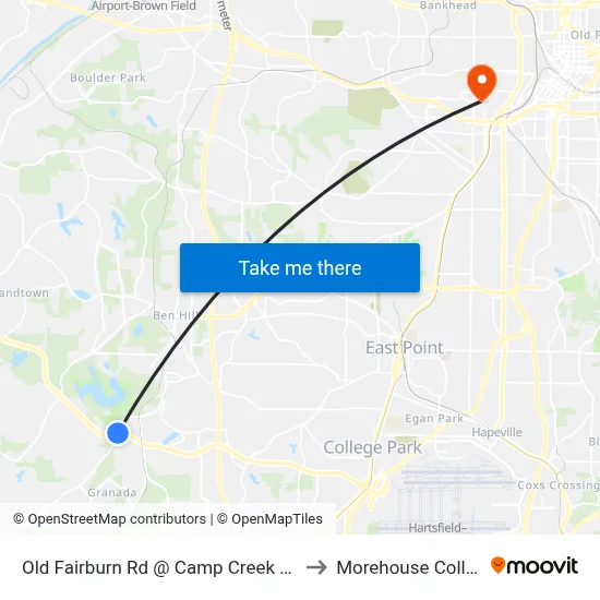 Old Fairburn Rd @ Camp Creek Pkwy to Morehouse College map