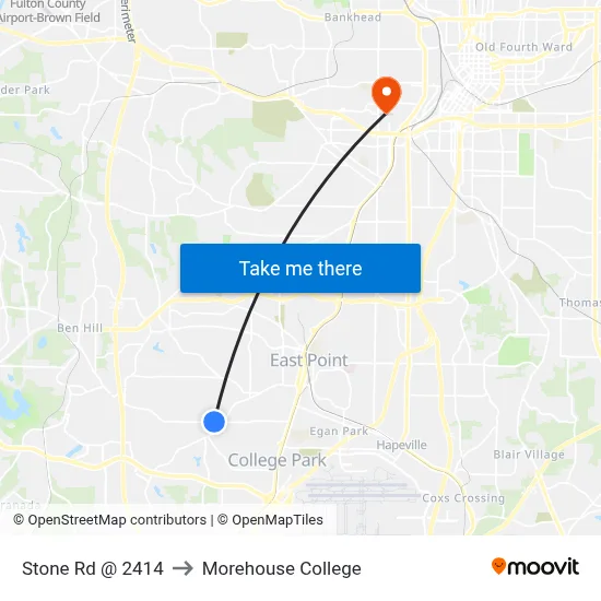 Stone Rd @ 2414 to Morehouse College map