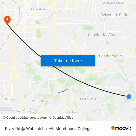 River Rd @ Wabash Ln to Morehouse College map