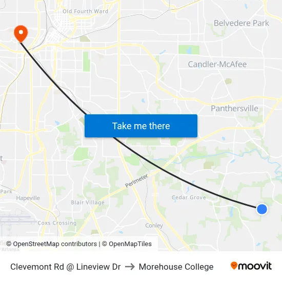 Clevemont Rd @ Lineview Dr to Morehouse College map