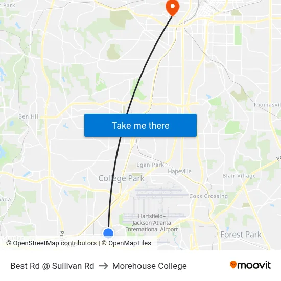 Best Rd @ Sullivan Rd to Morehouse College map