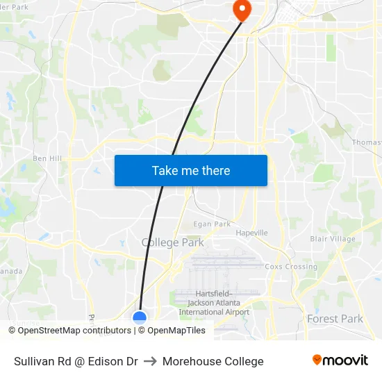 Sullivan Rd @ Edison Dr to Morehouse College map