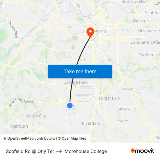 Scofield Rd @ Orly Ter to Morehouse College map