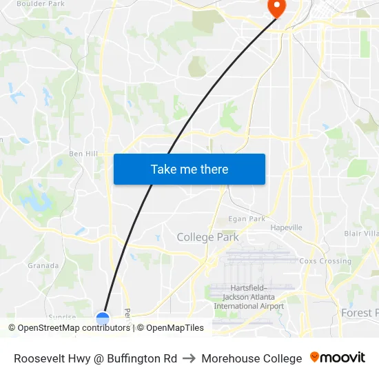 Roosevelt Hwy @ Buffington Rd to Morehouse College map