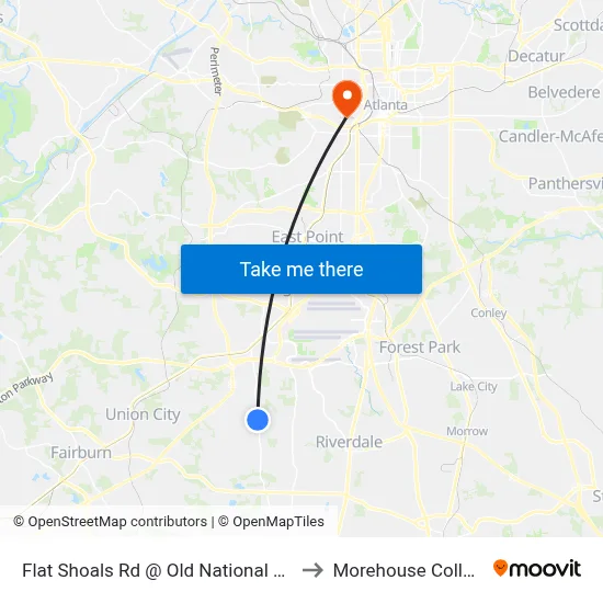 Flat Shoals Rd @ Old National Hwy to Morehouse College map