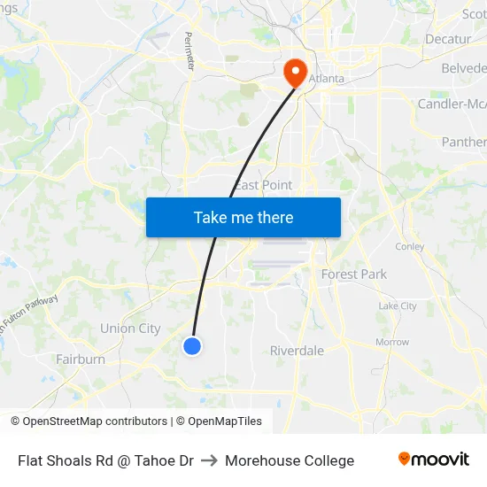 Flat Shoals Rd @ Tahoe Dr to Morehouse College map