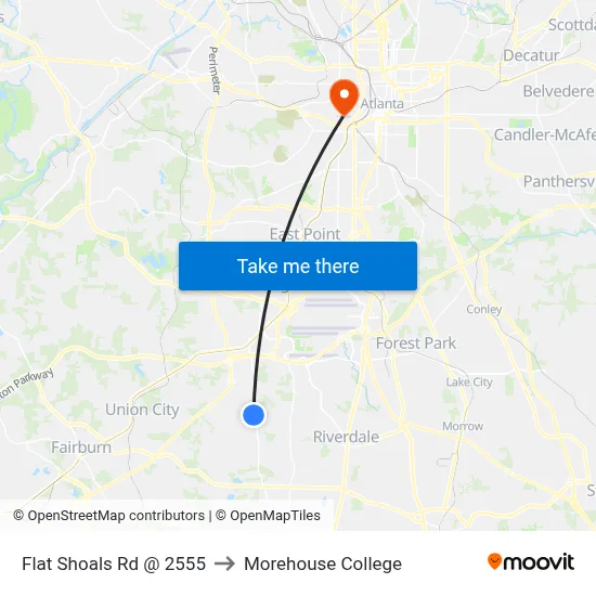 Flat Shoals Rd @ 2555 to Morehouse College map