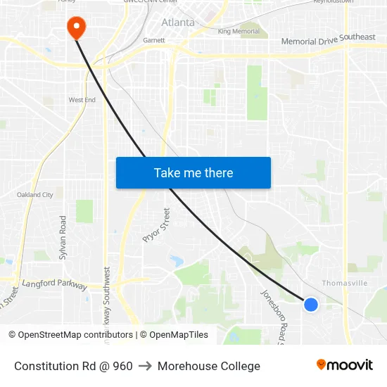 Constitution Rd @ 960 to Morehouse College map