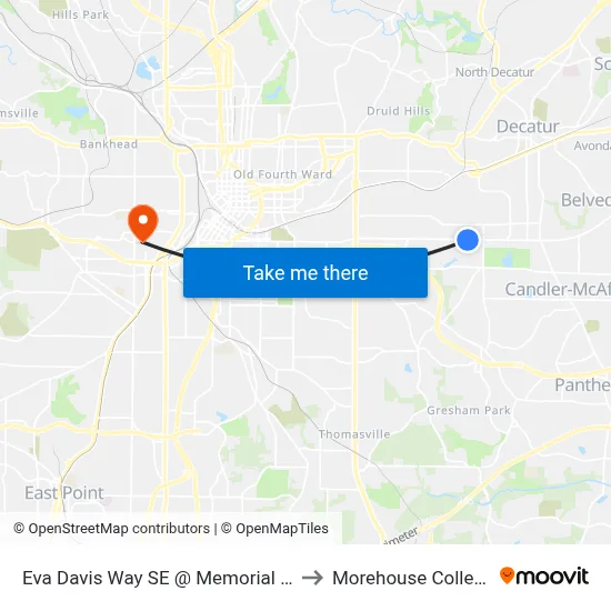 Eva Davis Way SE @ Memorial Dr to Morehouse College map