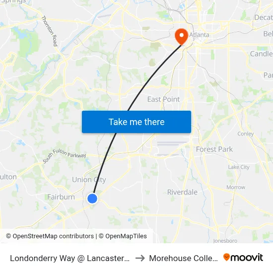 Londonderry Way @ Lancaster Ln to Morehouse College map