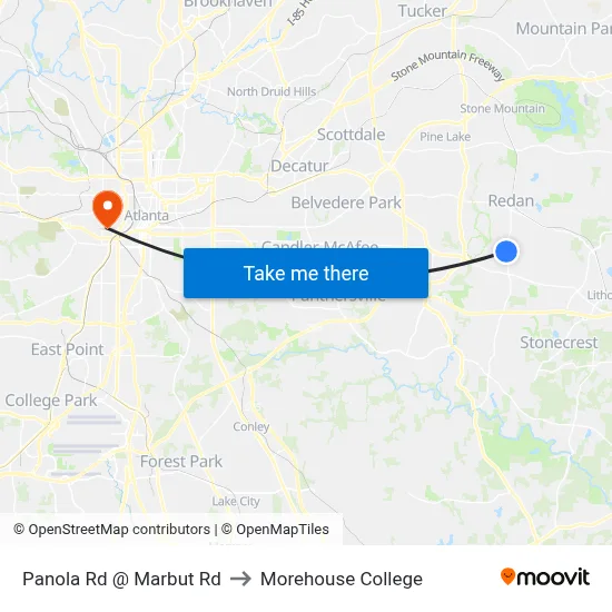 Panola Rd @ Marbut Rd to Morehouse College map