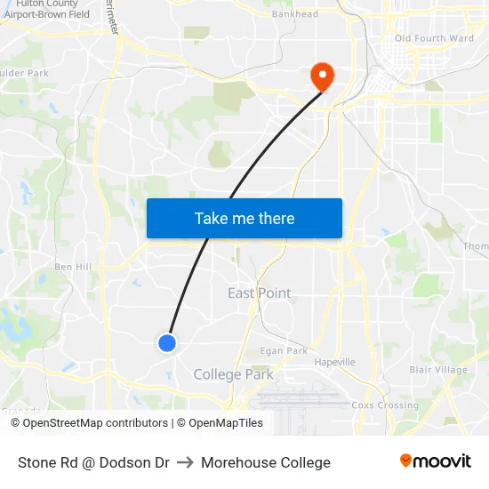Stone Rd @ Dodson Dr to Morehouse College map