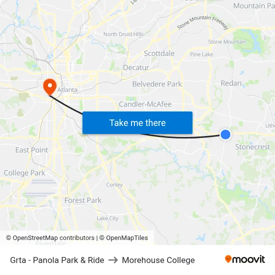 Grta - Panola Park & Ride to Morehouse College map