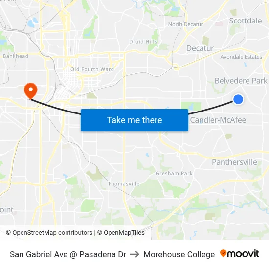 San Gabriel Ave @ Pasadena Dr to Morehouse College map